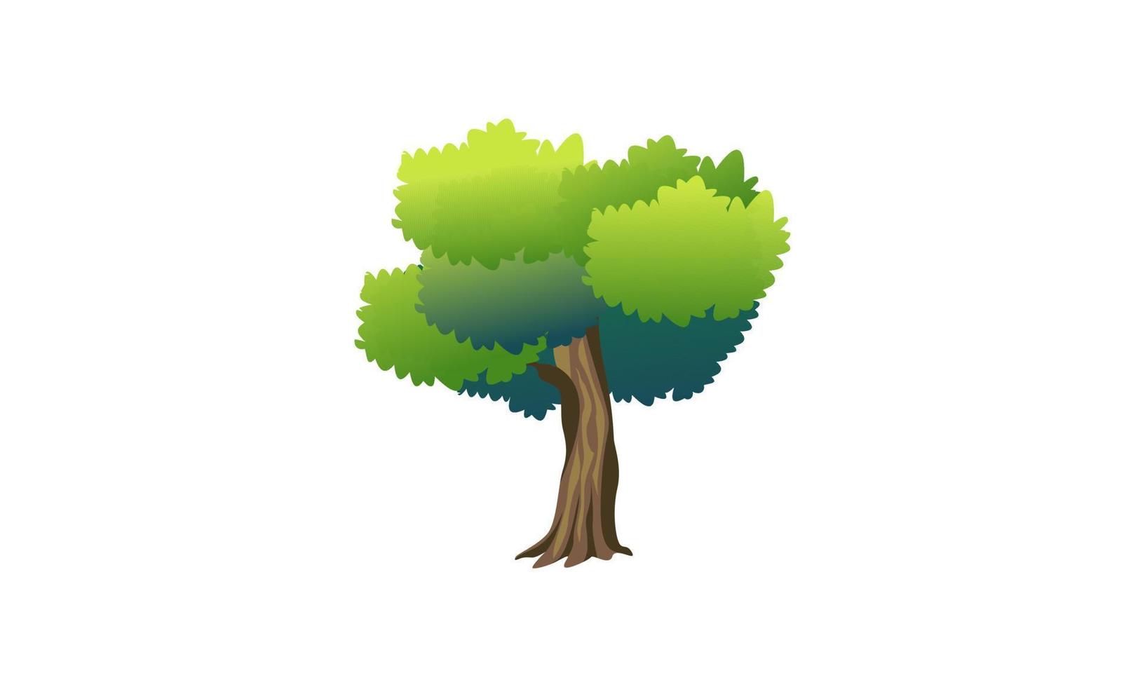 árbol verde caducifolio con raíces expuestas ilustración vectorial aislada vector