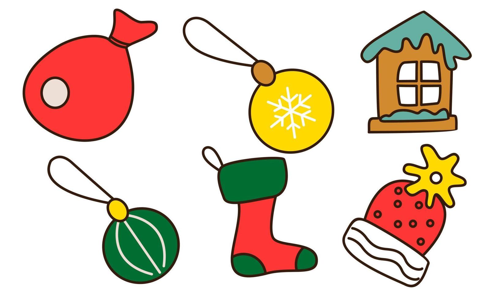 conjunto de objetos relacionados con la navidad doodle vector