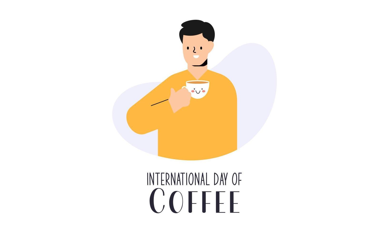 International day of coffee illustration hand drawn vector