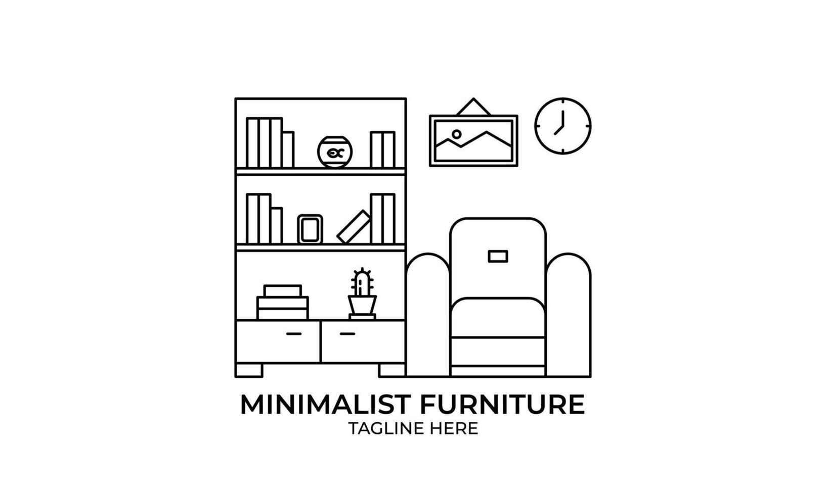 logotipo de muebles minimalistas, vector de logotipo de muebles de arte lineal