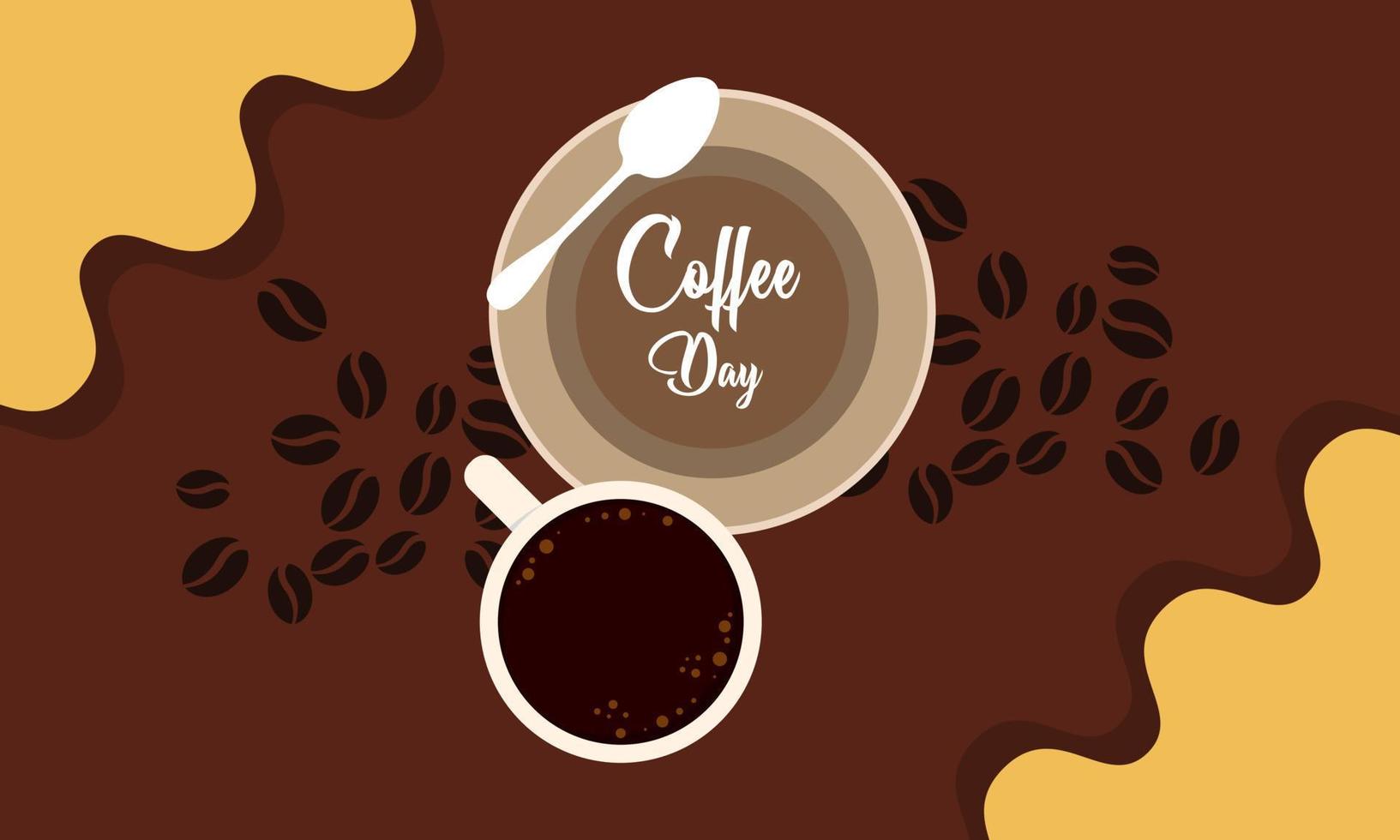 International day of coffee background, coffee cup logo vector