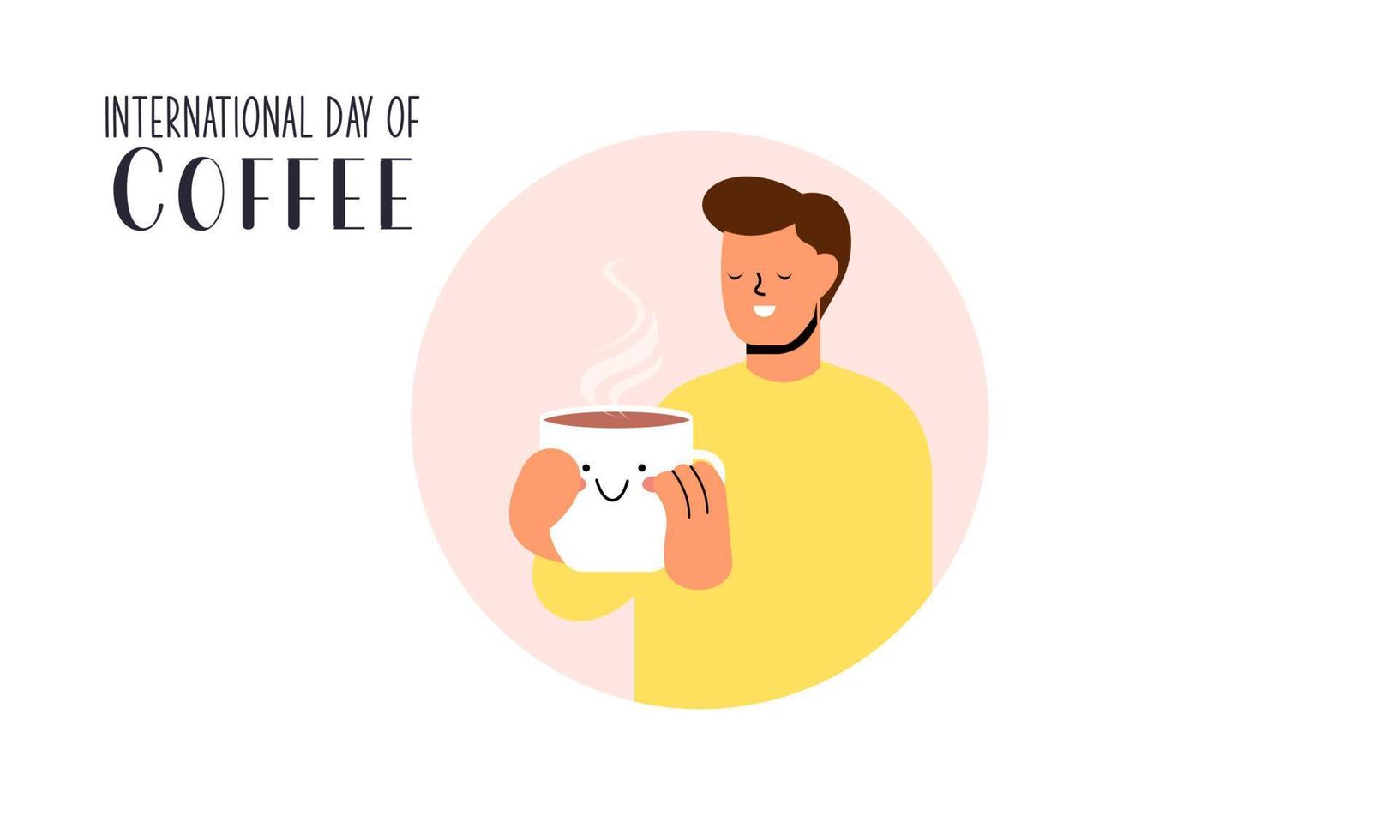 International day of coffee illustration hand drawn vector