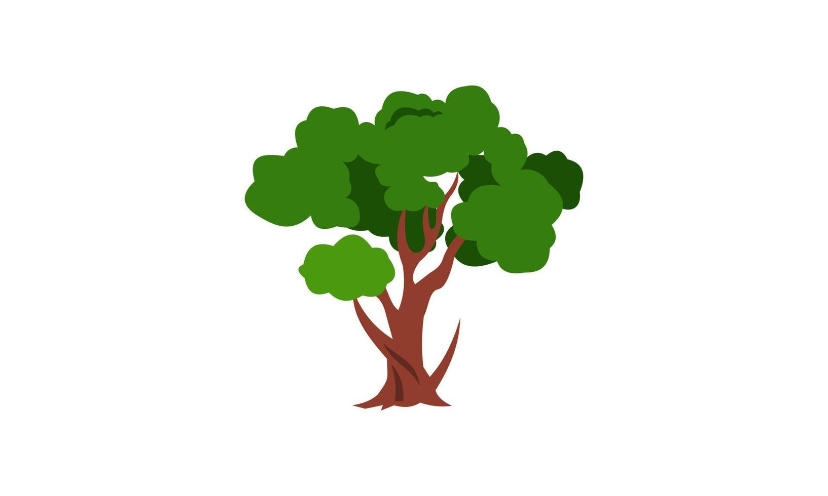 Deciduous green tree with exposed roots isolated vector illustration