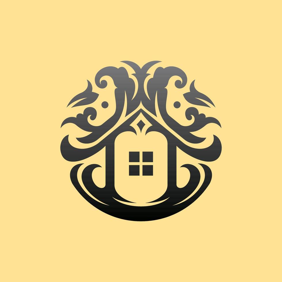 logotipo de bienes raíces de lujo de adorno para el hogar vector