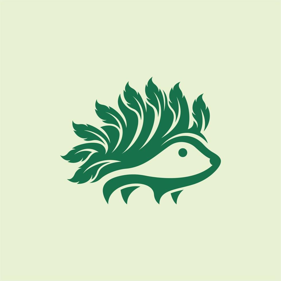 erizo animal hoja ecología logo vector