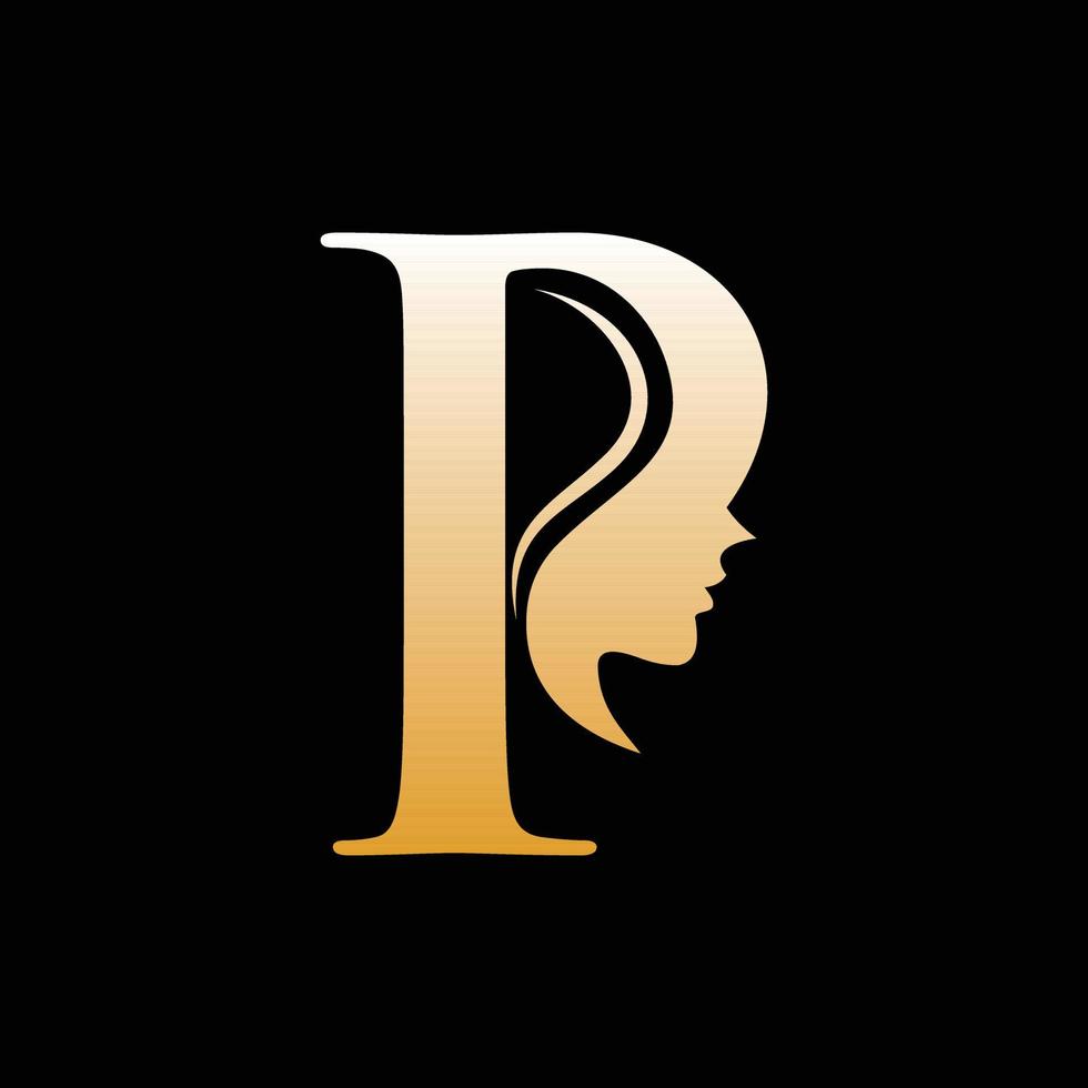 Letter P Beauty Woman Luxury Logo vector