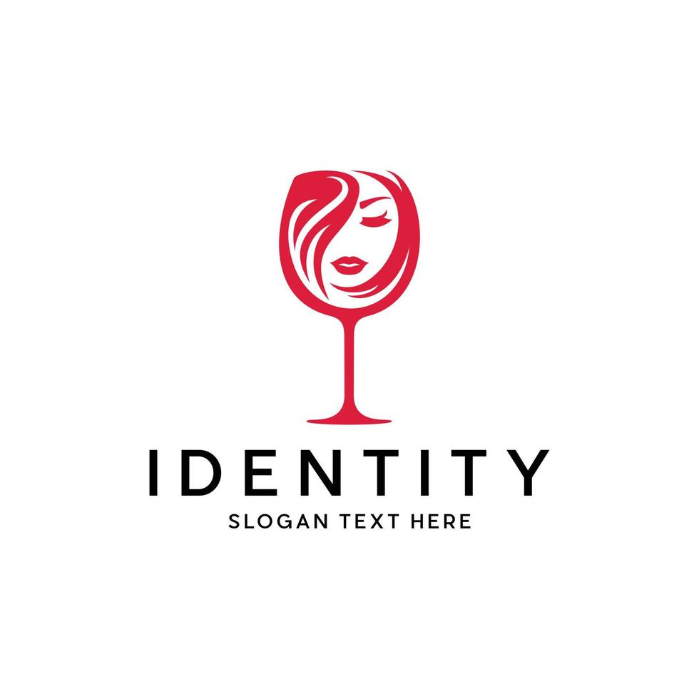 Beauty Glass Wine Simple Logo vector