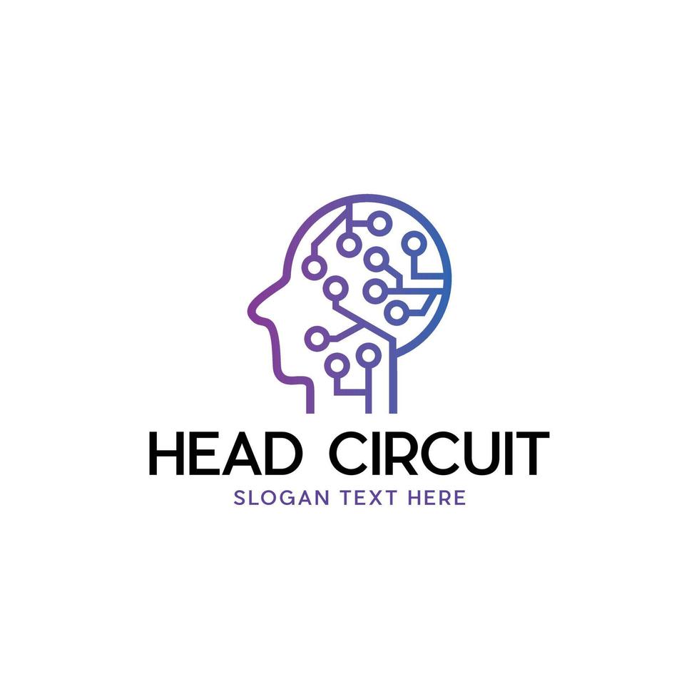 Head Circuit Technology Modern Logo vector