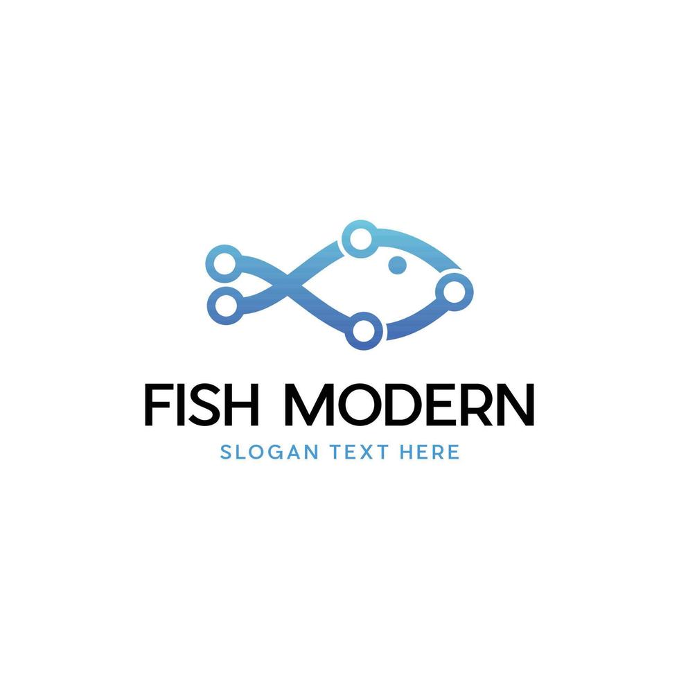 Fish Circuit Technology Modern Logo vector