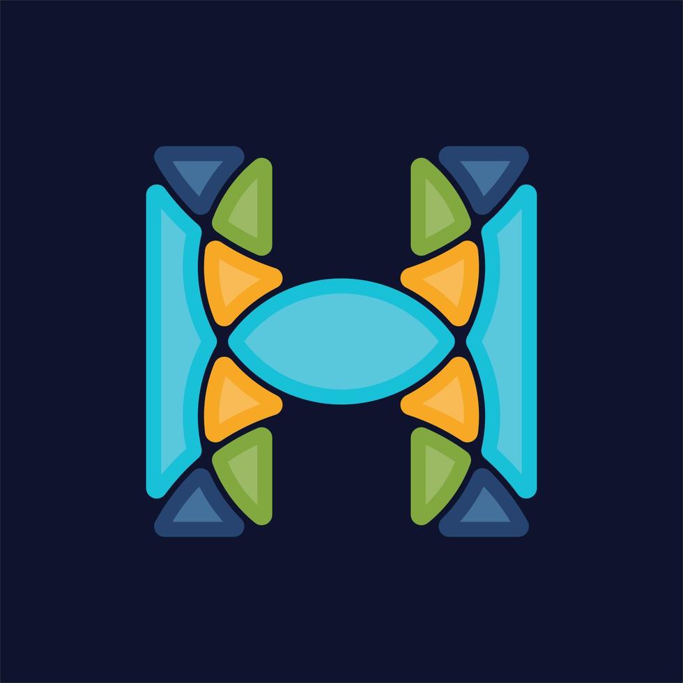 Letter H Mosaic Colorful Logo vector