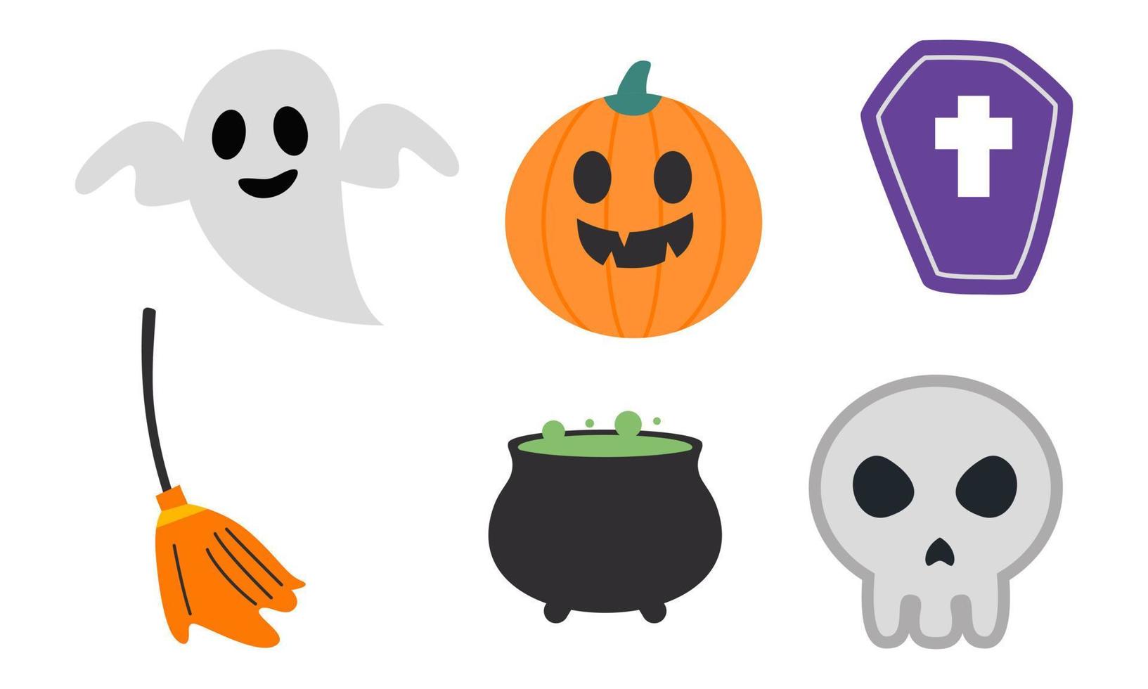 Flat halloween element collection background vector