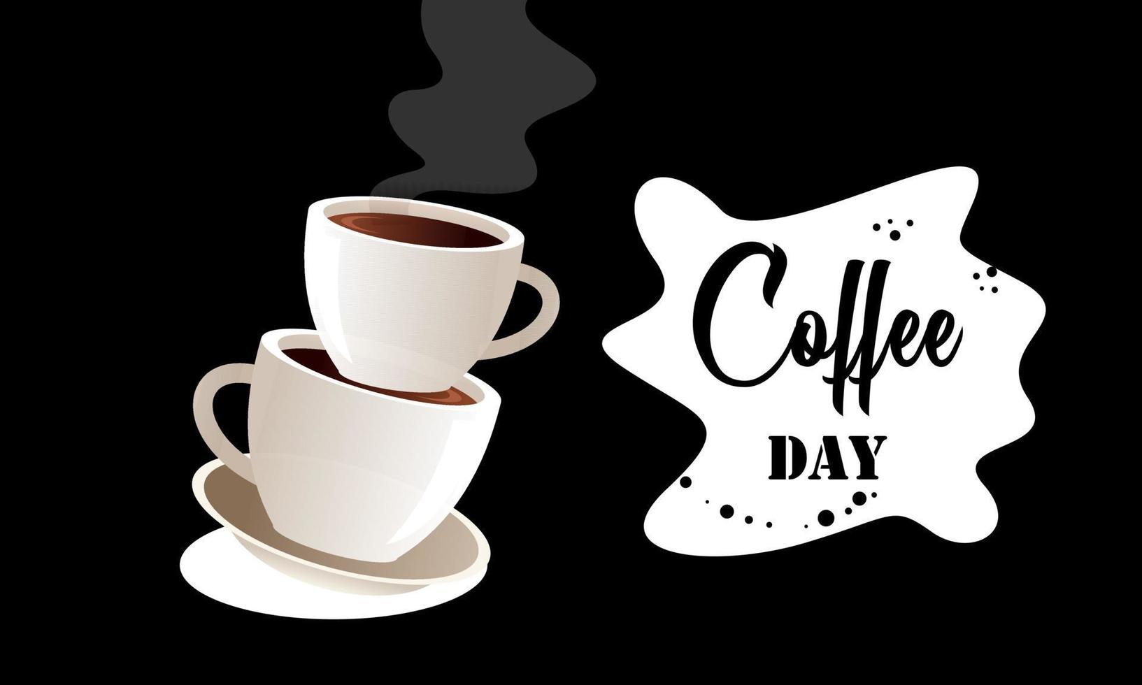 International day of coffee background, coffee cup logo vector