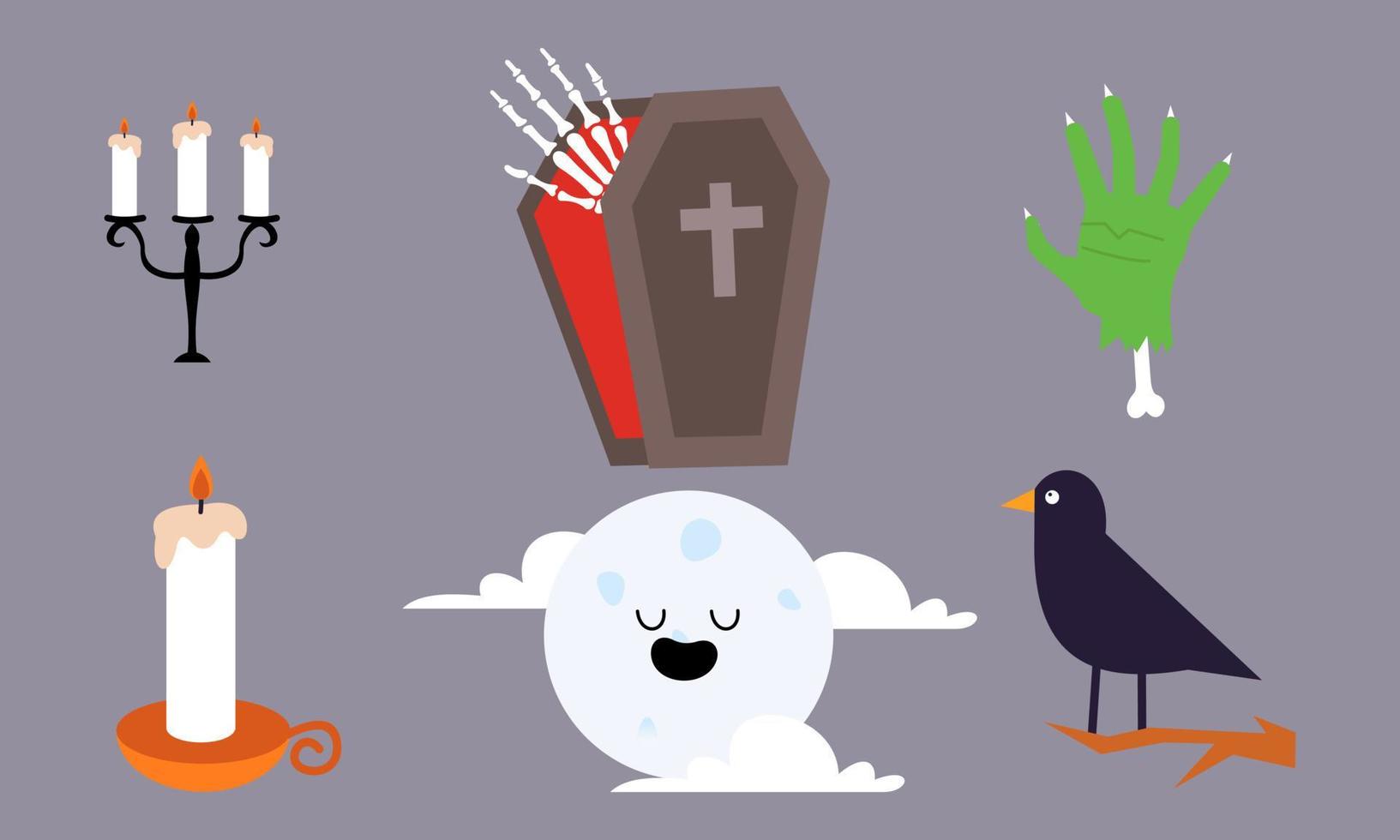 Flat halloween element collection background vector