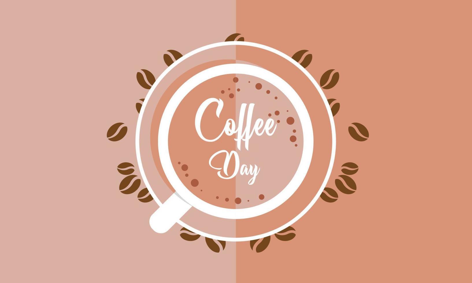 International day of coffee background, coffee cup logo vector