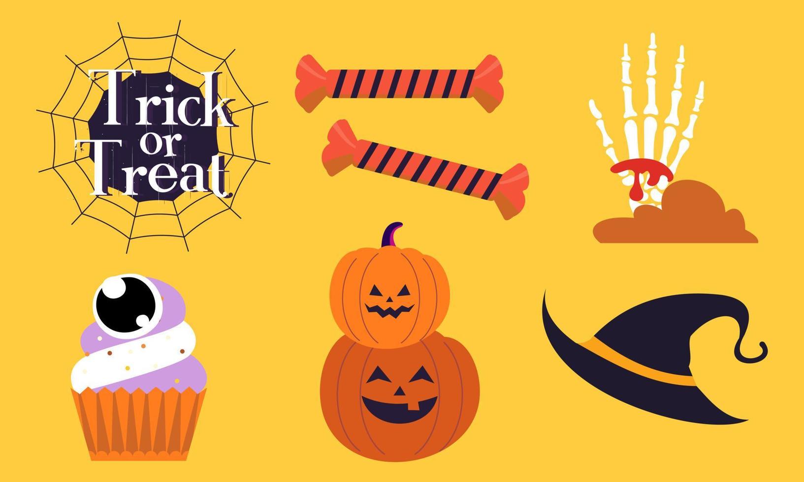 Flat halloween element collection background vector