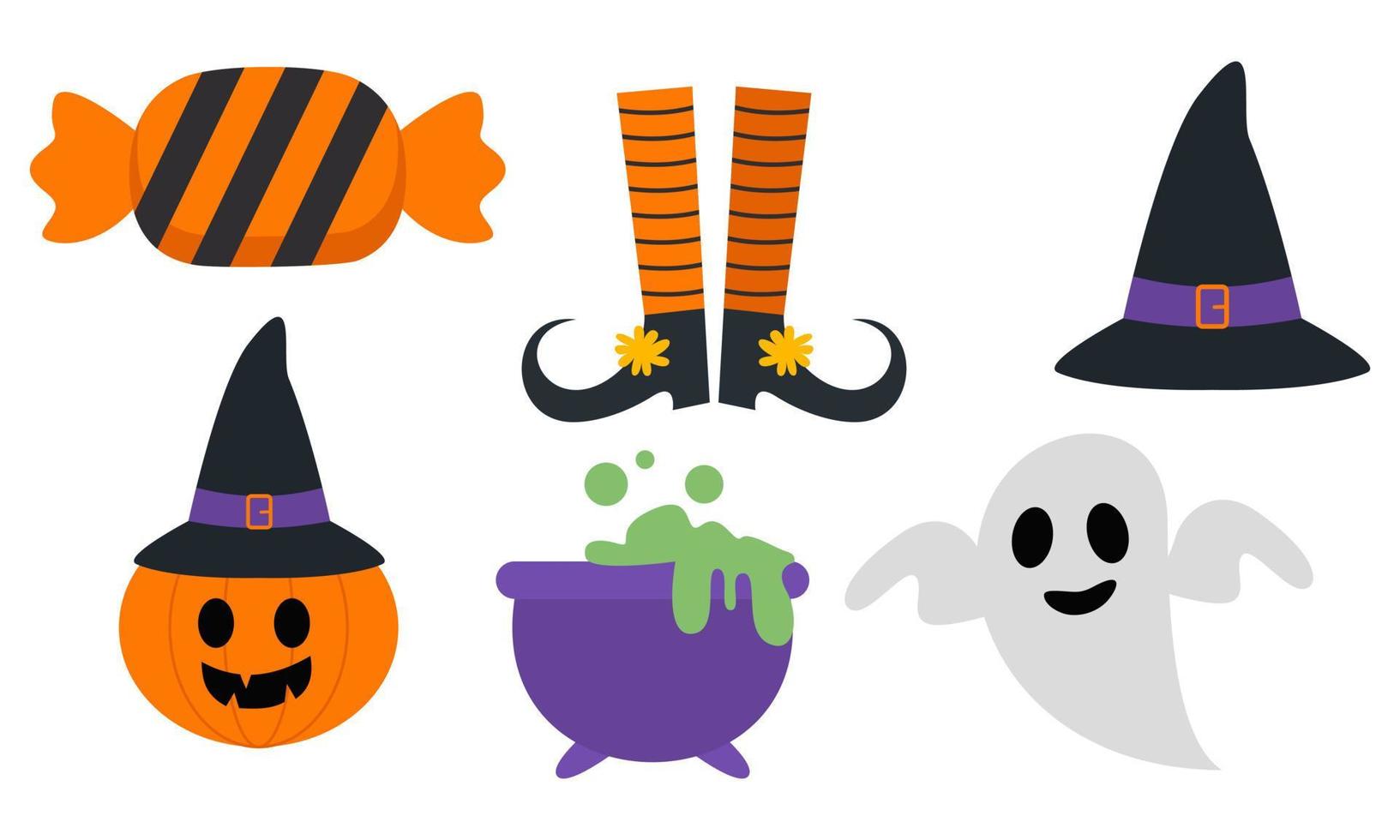 vector de fondo de colección de elementos de halloween plano