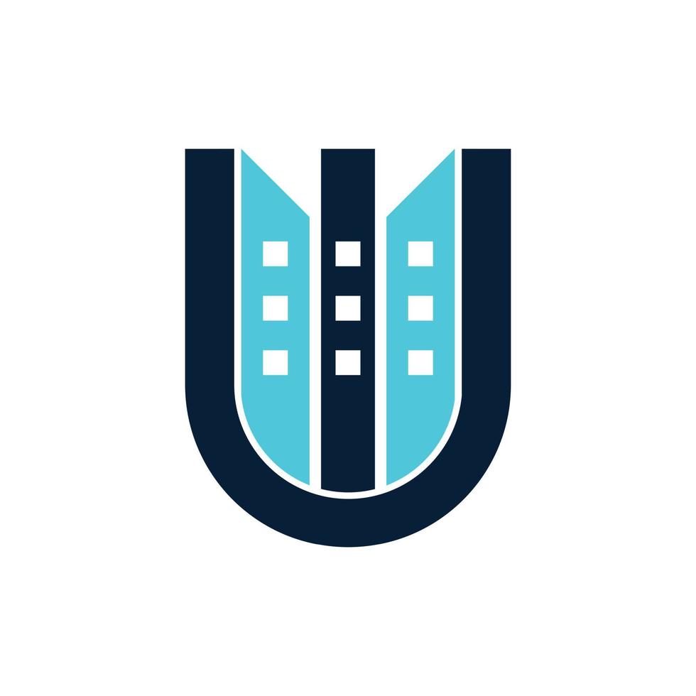 logotipo de la empresa del monograma de la ciudad de la letra u vector