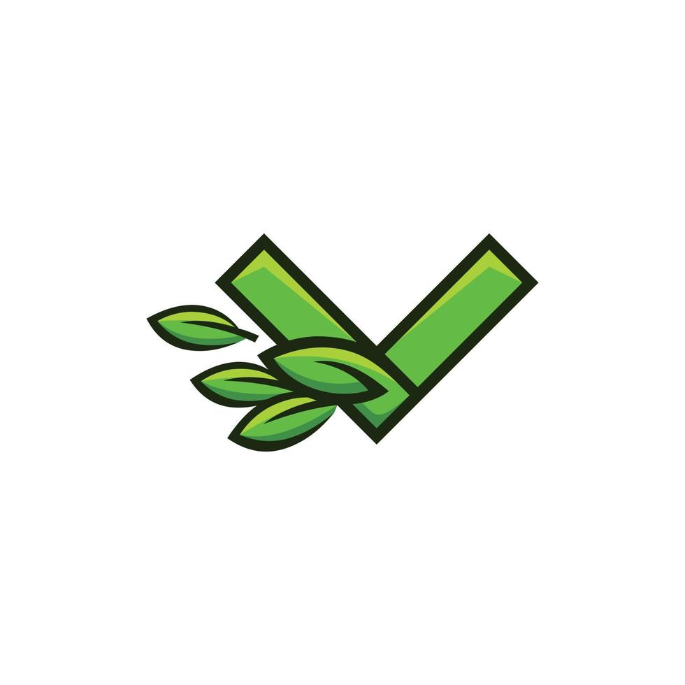 letra v hoja naturaleza ecología logo vector