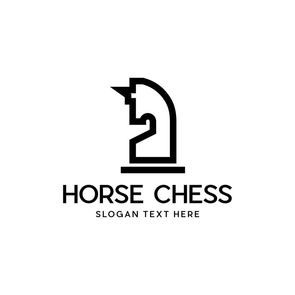 logotipo geométrico de la línea de ajedrez de caballos vector