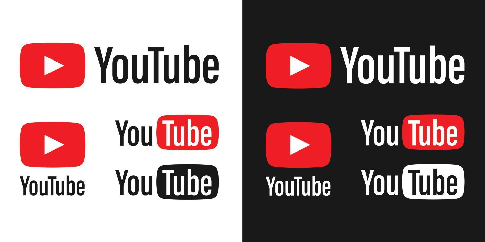 fondo blanco y negro del logotipo de las redes sociales de youtube. vector