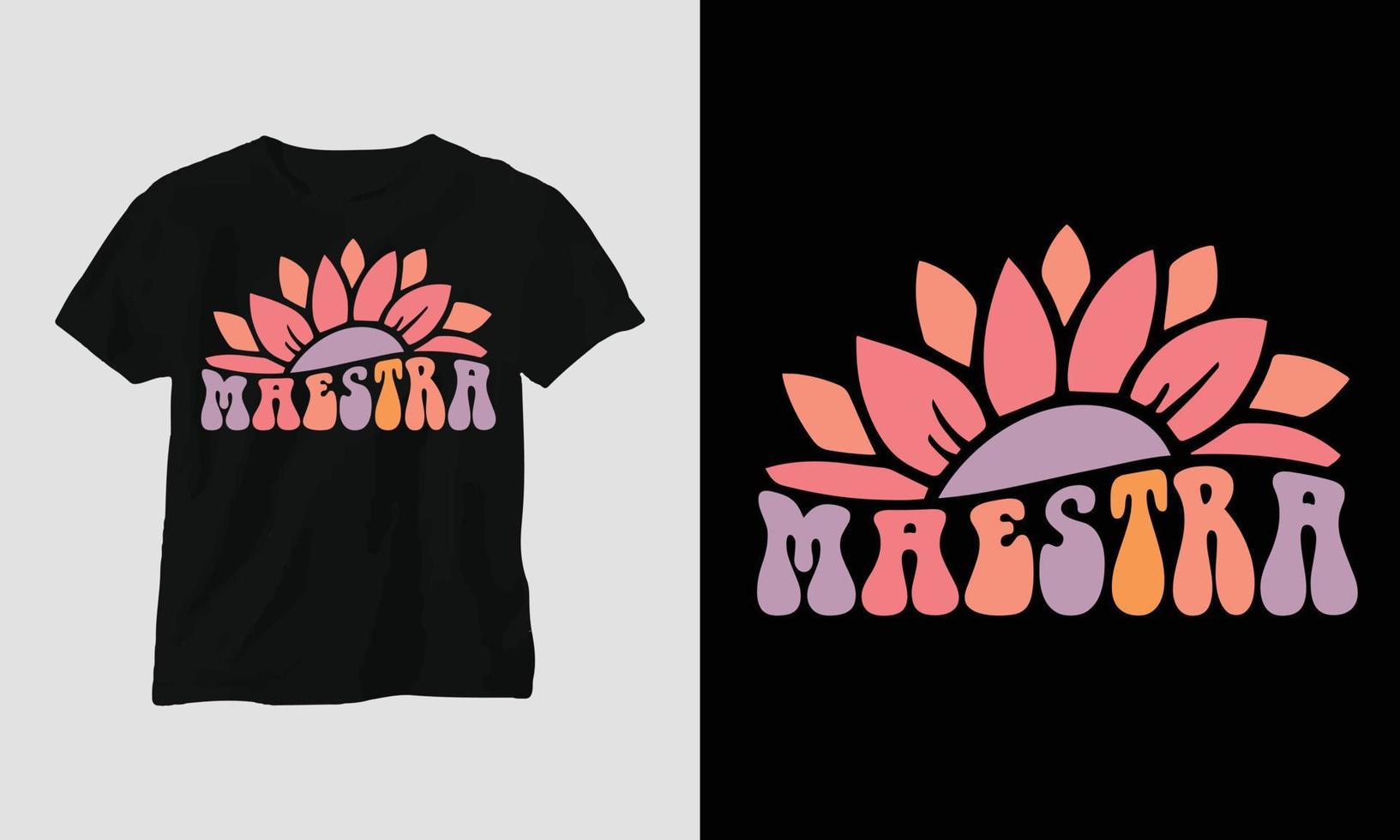 Wavy Retro Groovy T-shirt Design Maestra vector