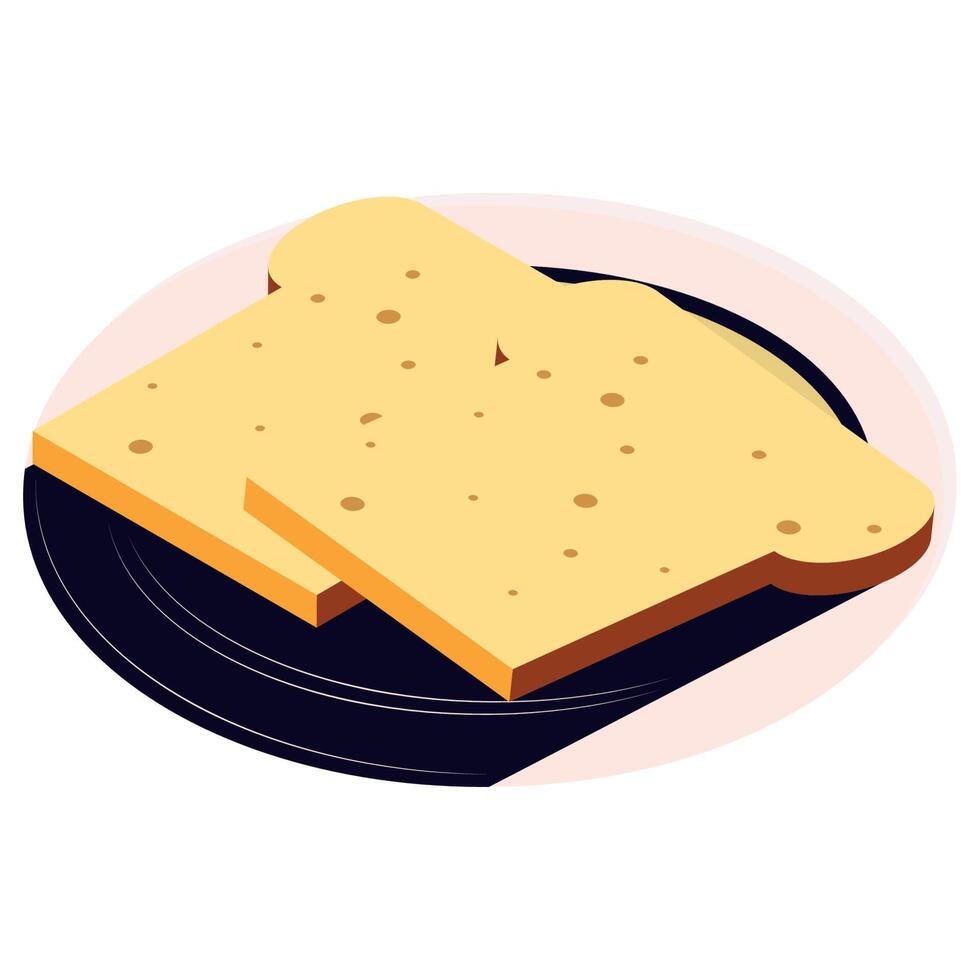 bread toast in dish vector