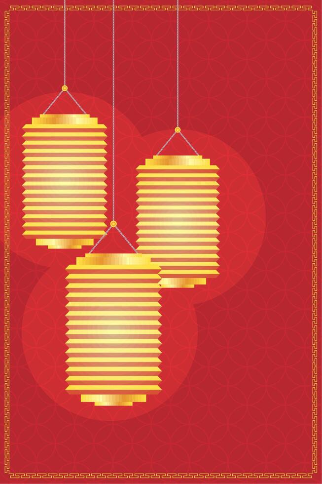 yellow chinese lanterns hanging vector