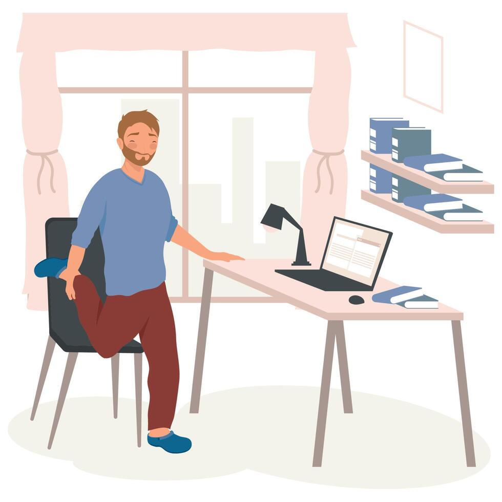 man doing active break vector