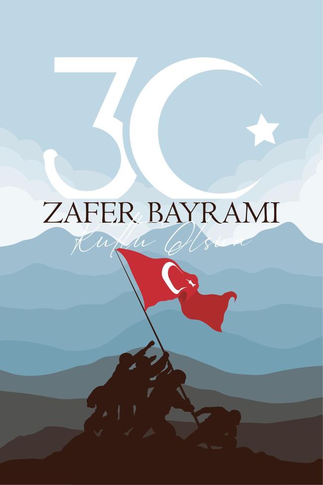 zafer bayrami lettering poster vector