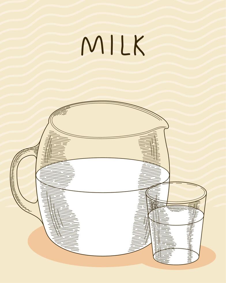 milk jar and glass vector