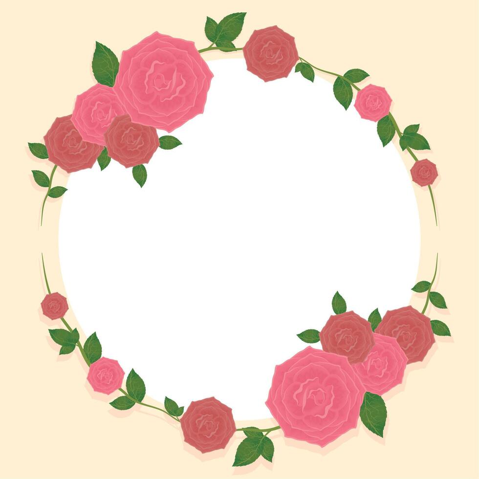 roses flowers circular frame vector