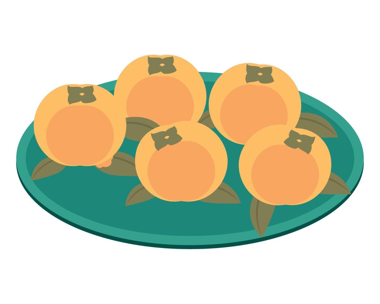 dish with chuseok fruits vector