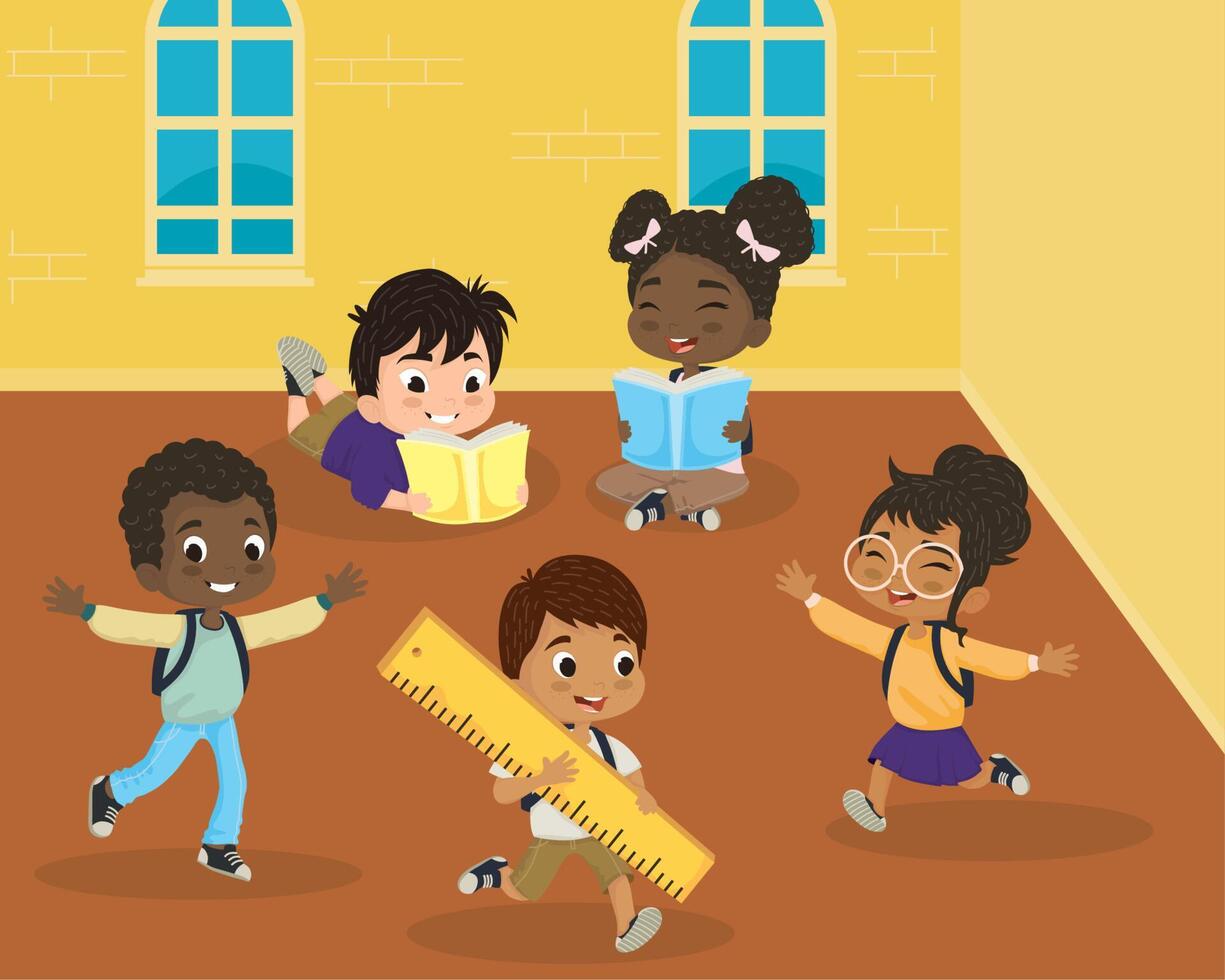 school kids in the classroom vector