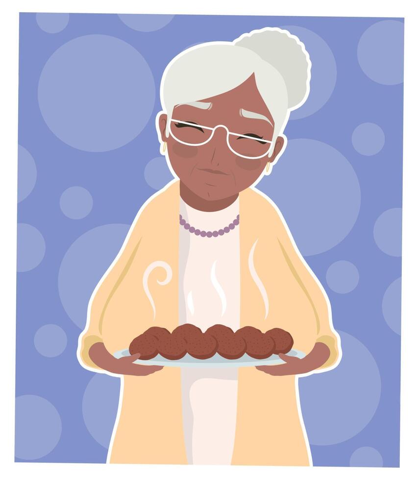 old woman with cookies vector