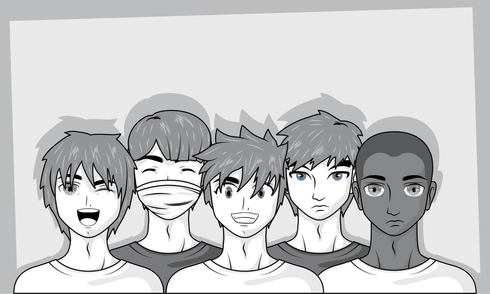 group manga boys vector
