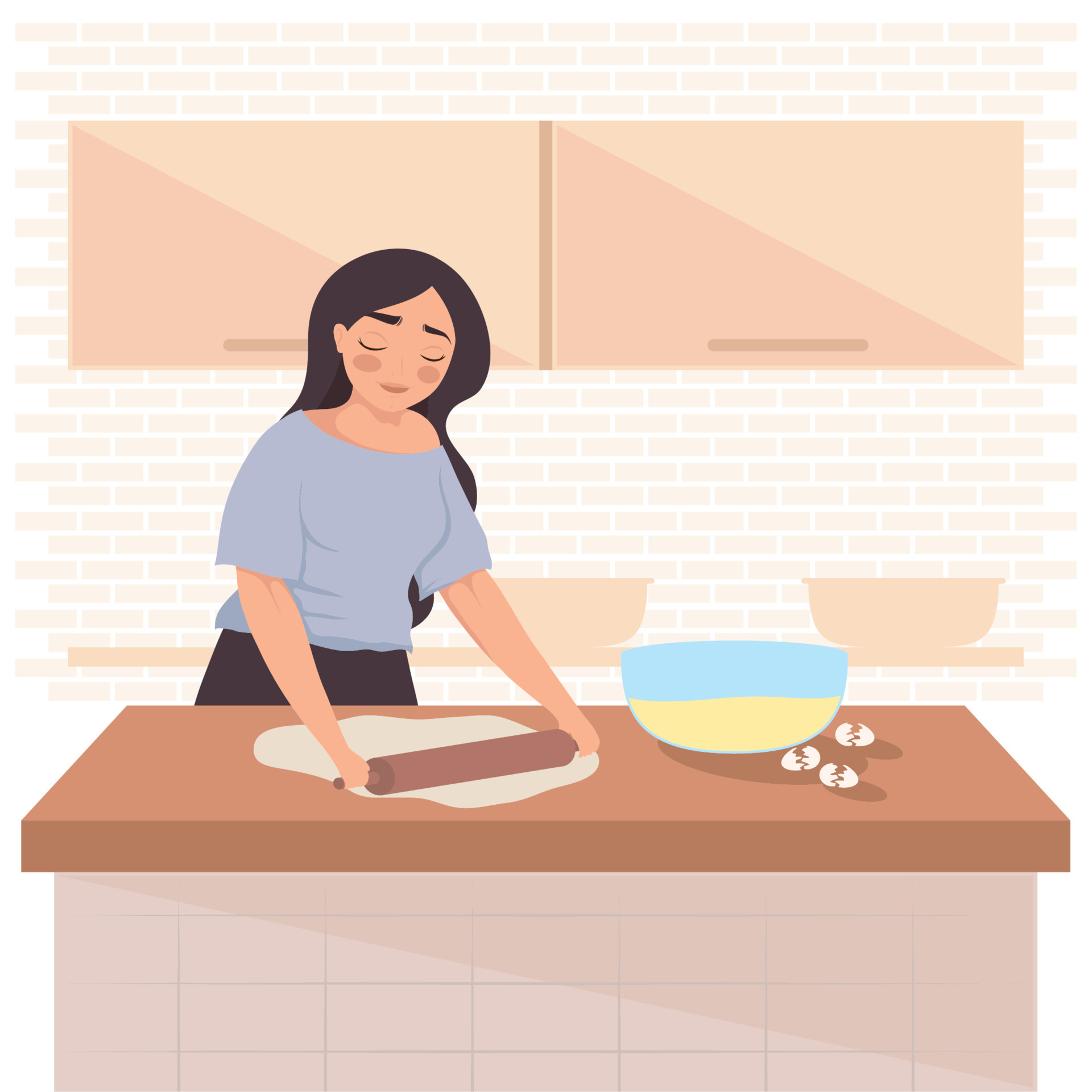 woman kneading dough scene 10848711 Vector Art at Vecteezy