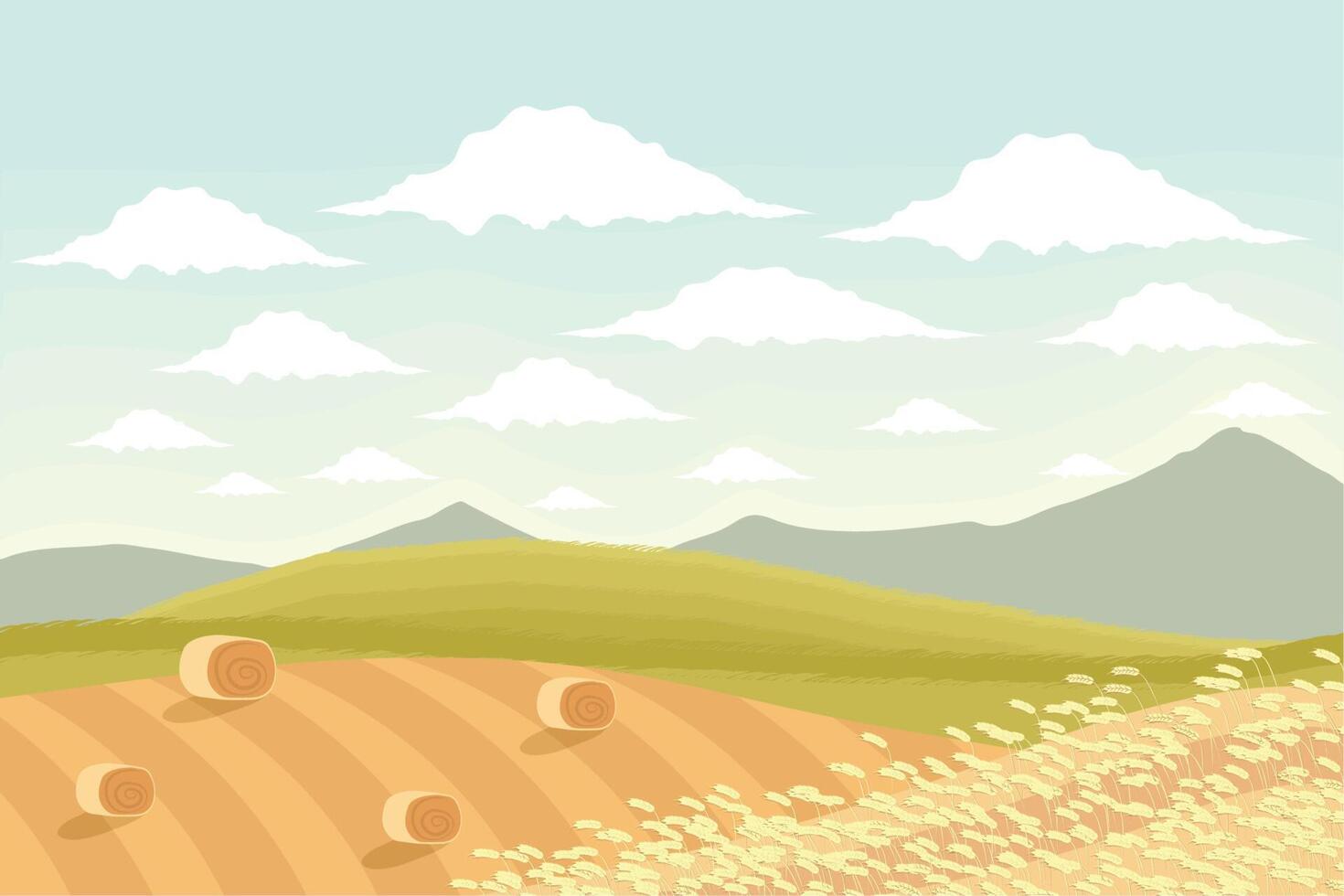 cosecha de trigo paisaje rural vector