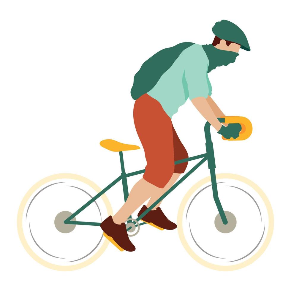 deporte hombre montando bicicleta vector
