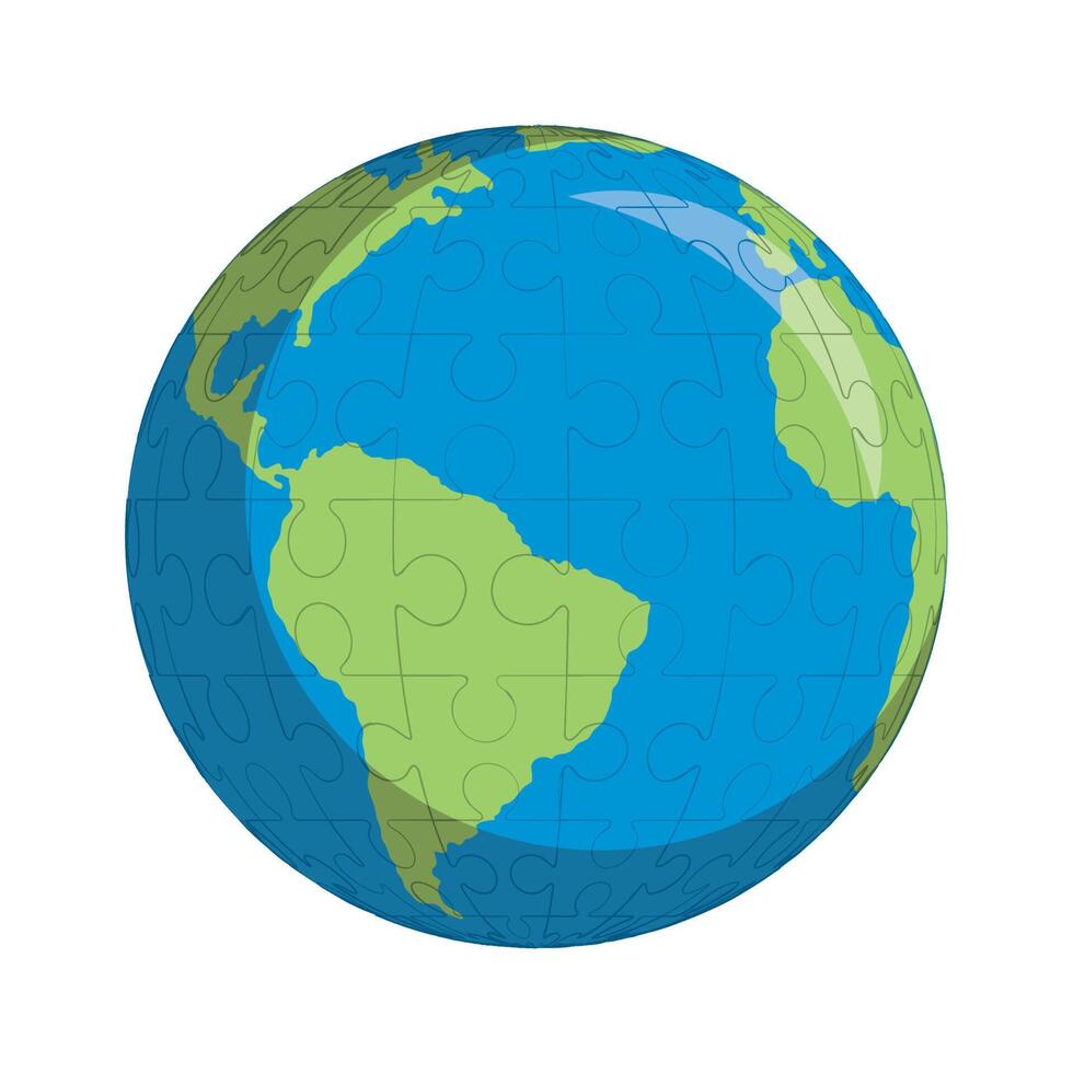 planeta tierra con rompecabezas vector