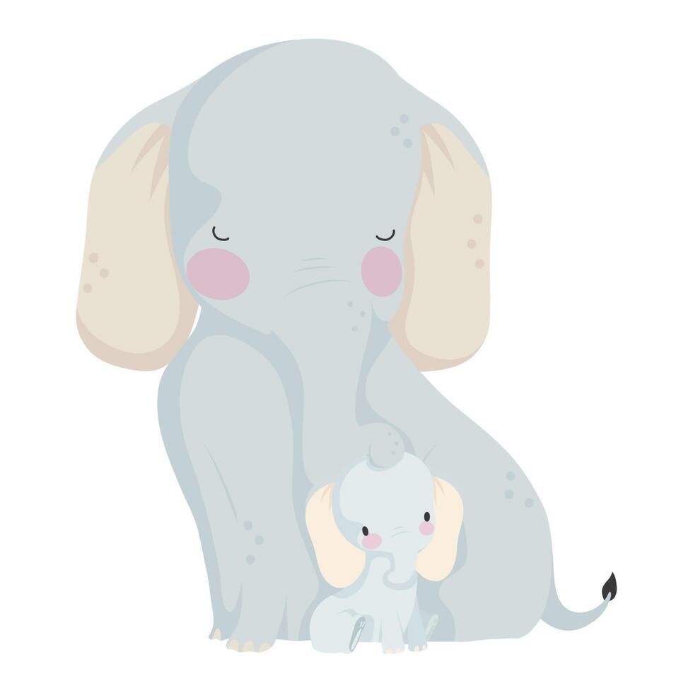 elephant mom with baby vector