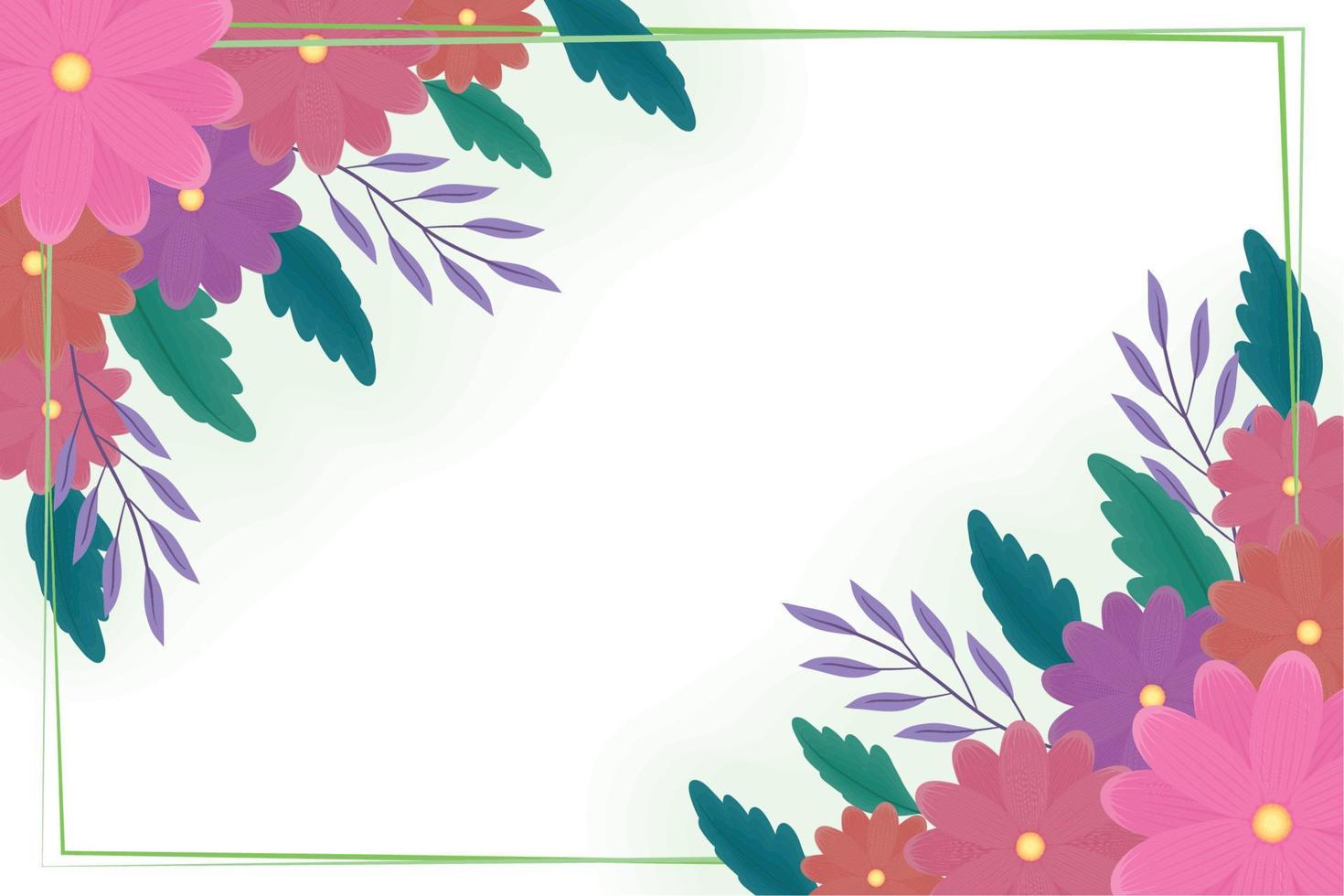 flowers in square frame vector