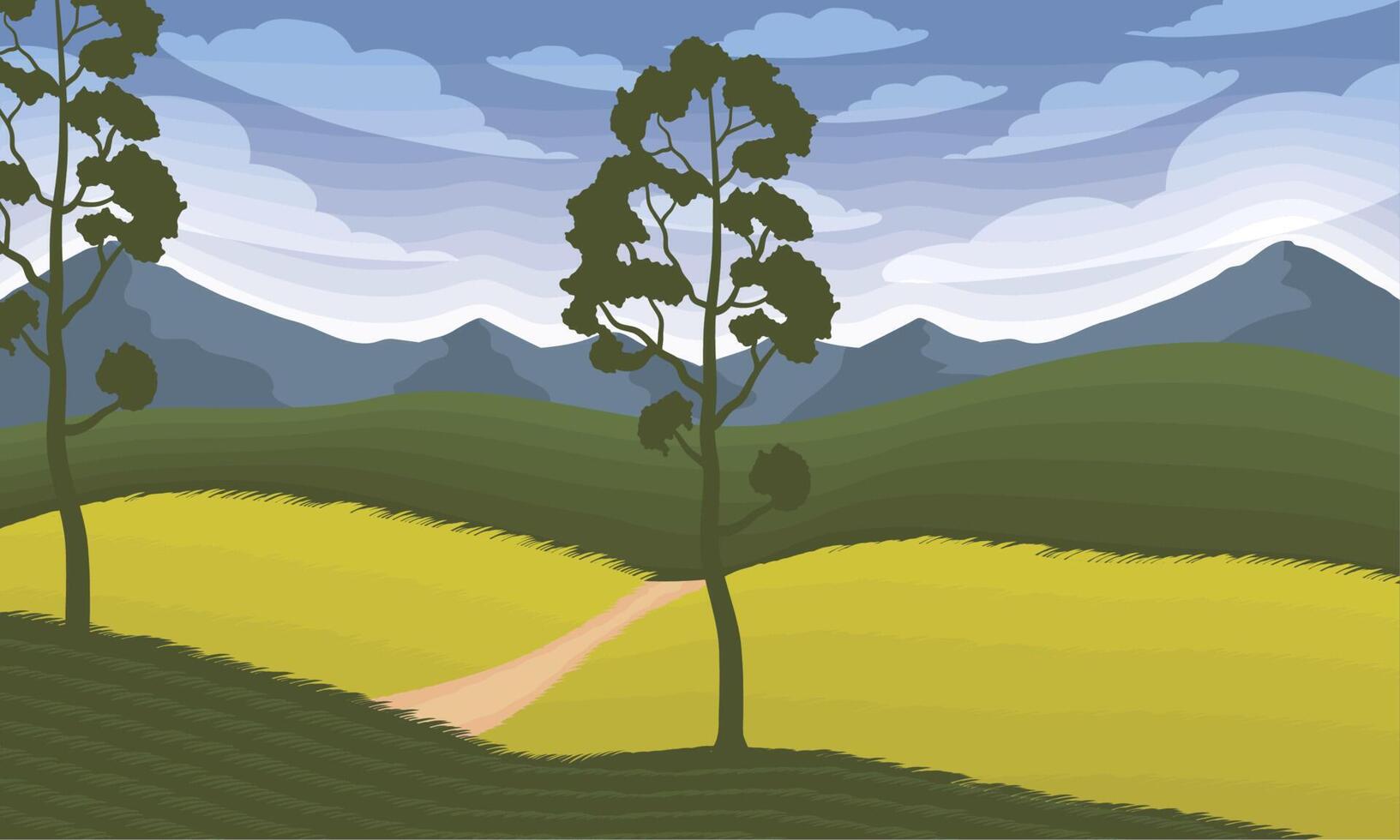 rural landscape with way vector