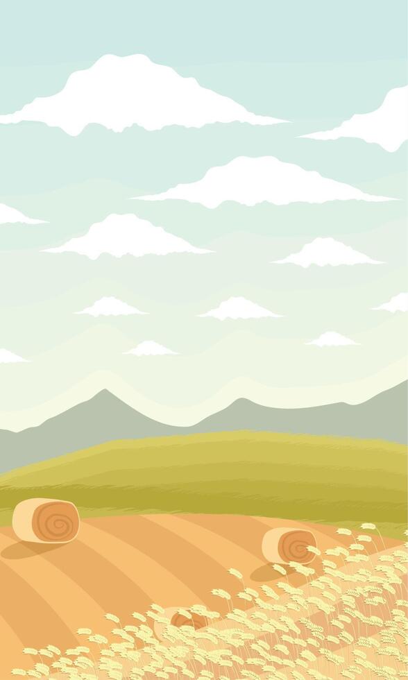 rural landscape with wheat harvest vector