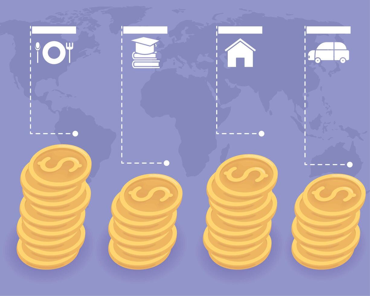 coins money dollars infographic vector