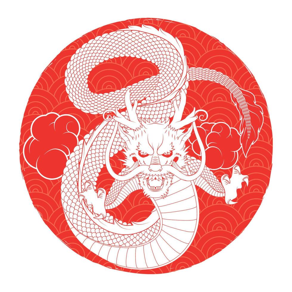 chinese dragon in circle vector