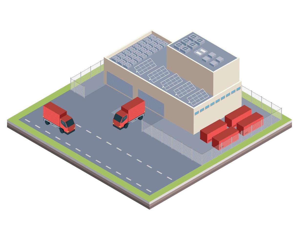 planta logística industrial isométrica vector