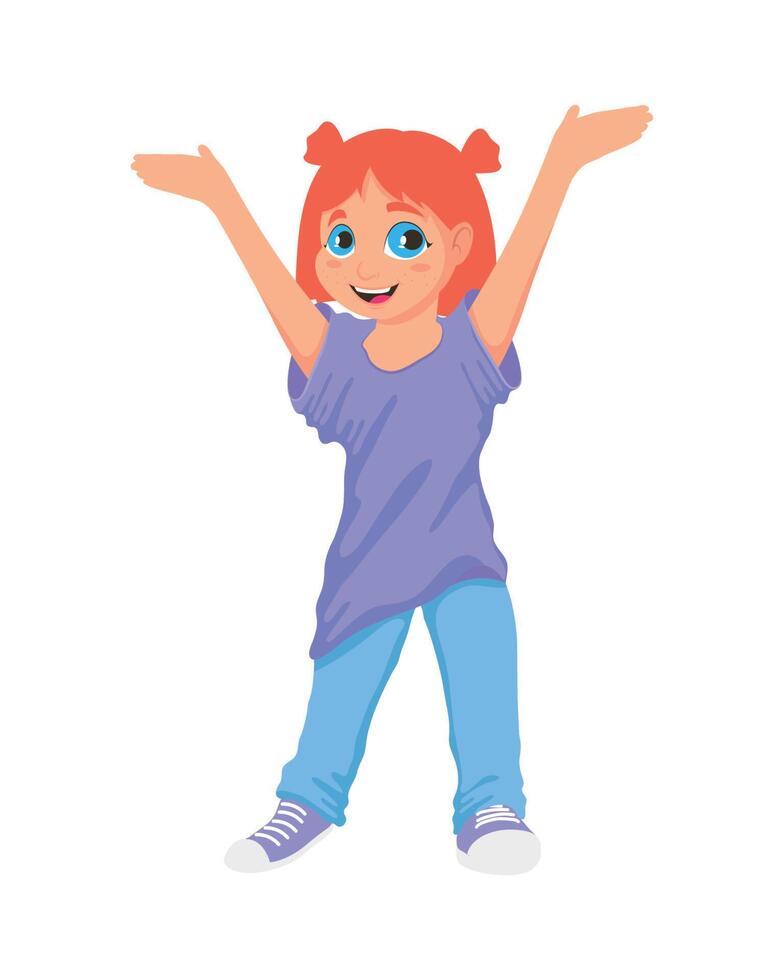 happy redhead little girl vector