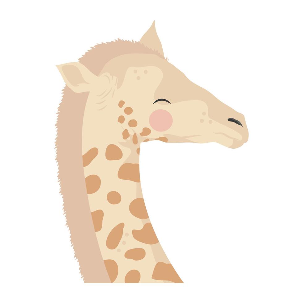 linda cabeza de animal de jirafa vector