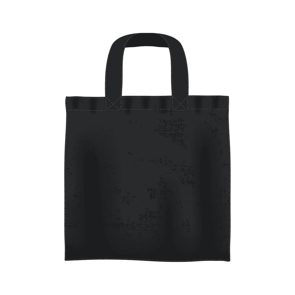 black realistic fabric bag vector