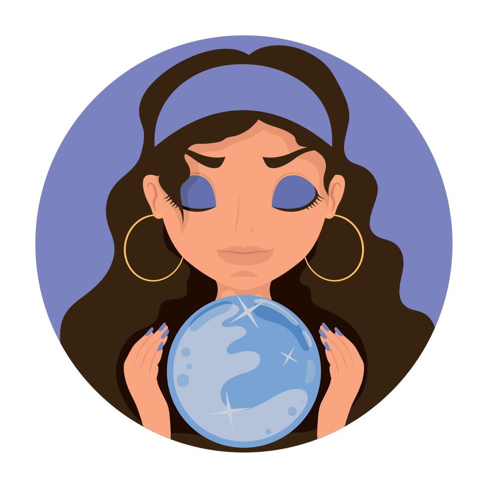 fortune teller using crystal sphere vector